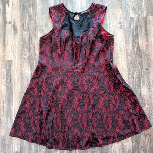 Heartsoulplus 2x Dress Red Lace Mesh Stretch Side Zip Sleeveless